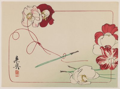 Infilare papaveri, dalla serie Confronto di fiori, c.1875-90 da Shibata Zeshin